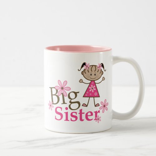 Big Sister Ethnic Stick Figure Girl Two_Tone Coffee Mug