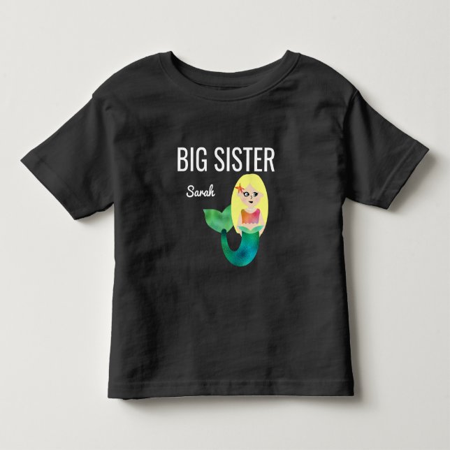 Big Sister Faux Foil Blonde Mermaid Girls Kids Toddler T-shirt (Front)