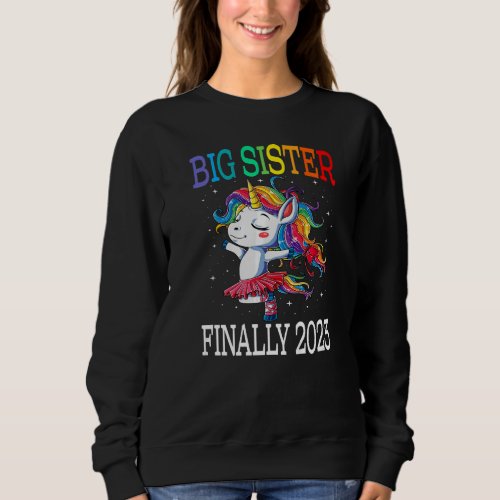Big Sister Finally 2023 Unicorn Shirt for Girl Kid