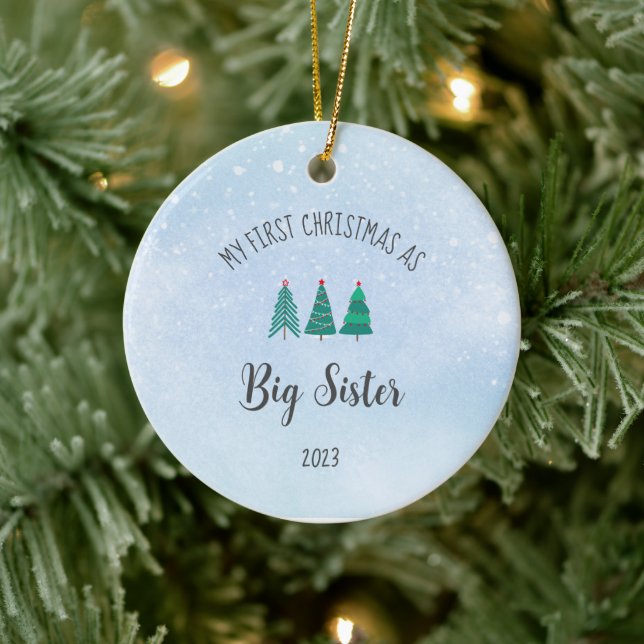 Big Sister First Christmas Photo Baby  Ceramic Ornament (Tree)