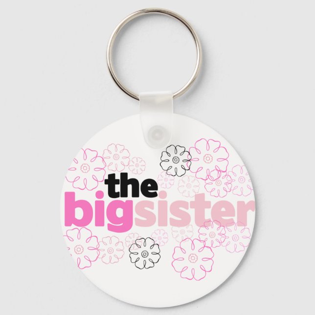 Big Sister Flower T-shirt Keychain (Front)
