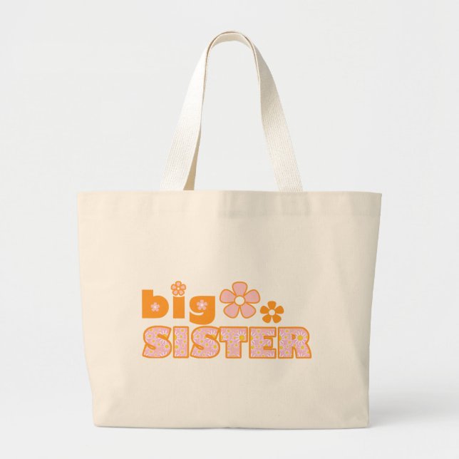 Big Sister Flowers Large Tote Bag (Front)