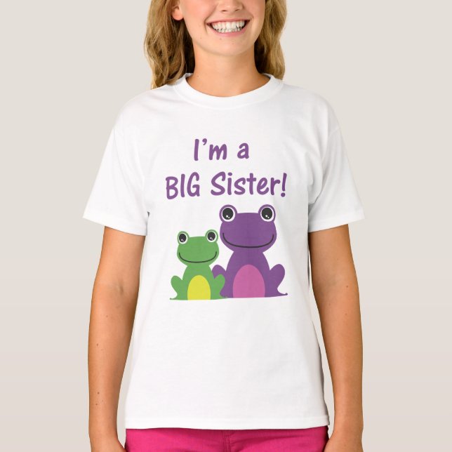 Big Sister Frog Sibling T (Purple/Green) T-Shirt (Front)