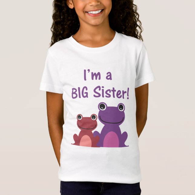 Big Sister Frog Sibling T (Purple/Pink) T-Shirt (Front)