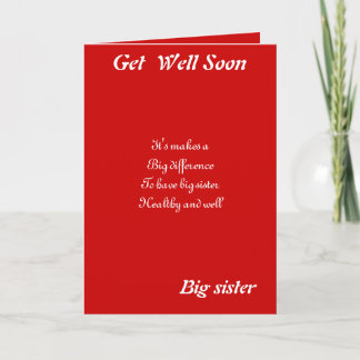 Big sister get well greeting cards