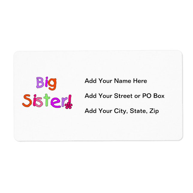 Big Sister Gifts Label (Front)