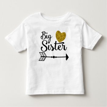 Big Sister Gold Heart Arrow Dress Toddler T-shirt by mybabytee at Zazzle