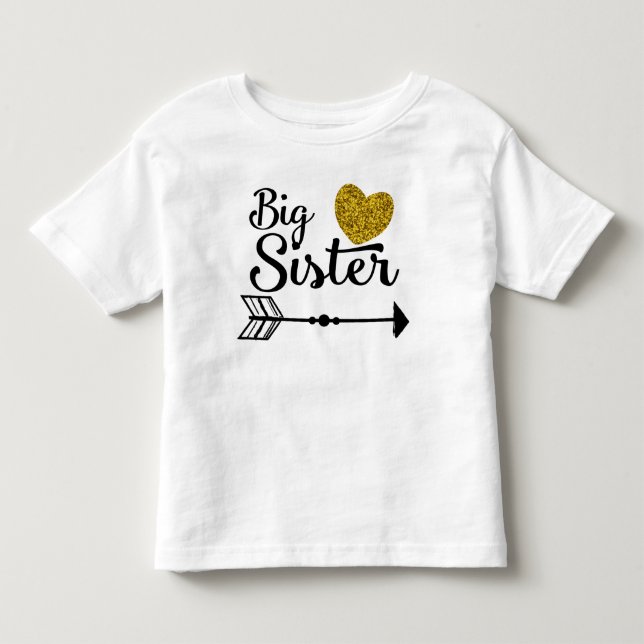 Big Sister Gold Heart Arrow Raglan Toddler T-shirt (Front)