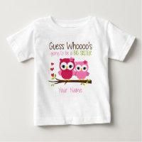 Big Sister Guess Who Pink Owl Personalized T Shirt