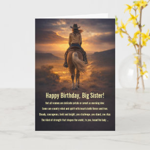 Big Sister Happy Birthday Cowgirl Spirit Horse  Card