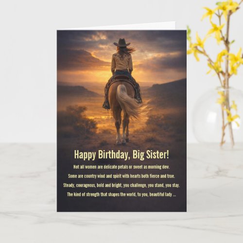 Big Sister Happy Birthday Cowgirl Spirit Horse  Card