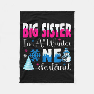 Big Sister In A Winter Onederland Bday Girl Sweet Fleece Blanket