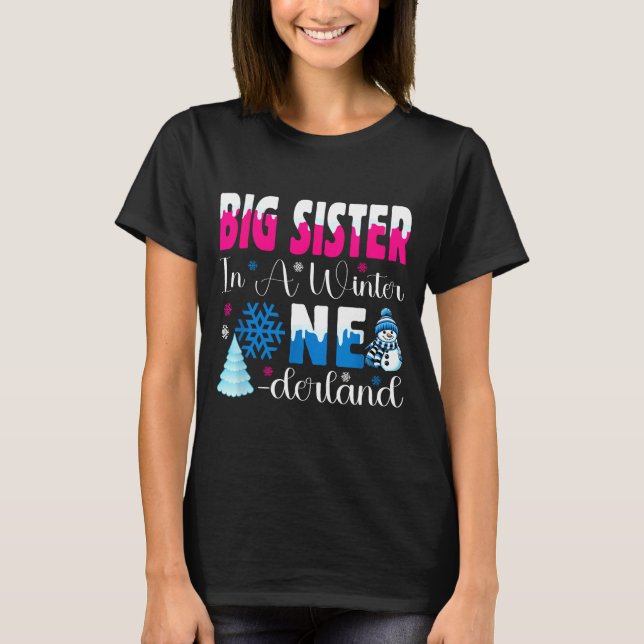Big Sister In A Winter Onederland Bday Girl Sweet  T-Shirt (Front)