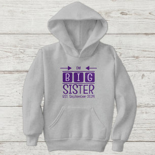 Big sister initials est. month year purple hoodie