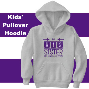 Big sister initials est. month year purple hoodie