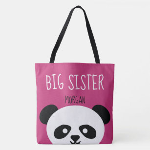 Big Sister Kawaii Panda Bear Face Animal Sibling Tote Bag