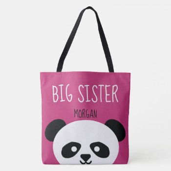 Big Sister Kawaii Panda Bear Face Animal Sibling Tote Bag by LilPartyPlanners at Zazzle