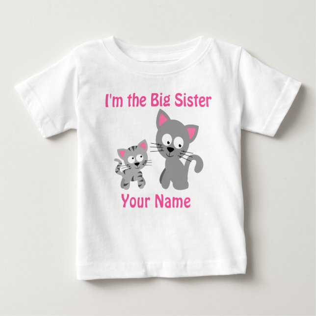 Big Sister Kitty Cat Personalized T Shirt (Front)