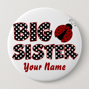 Big Sister Ladybug Red Personalized Button