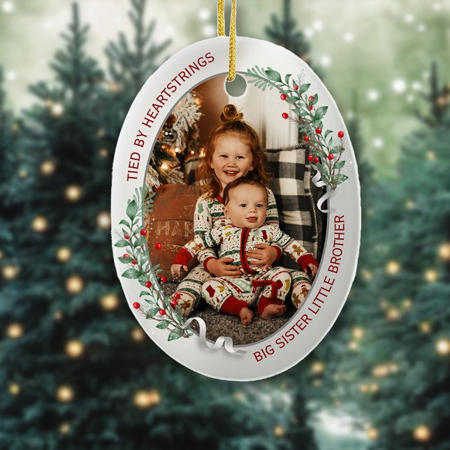 Big Sister Little Brother 2 Photos Warm Quote  Ceramic Ornament (Creator Uploaded)