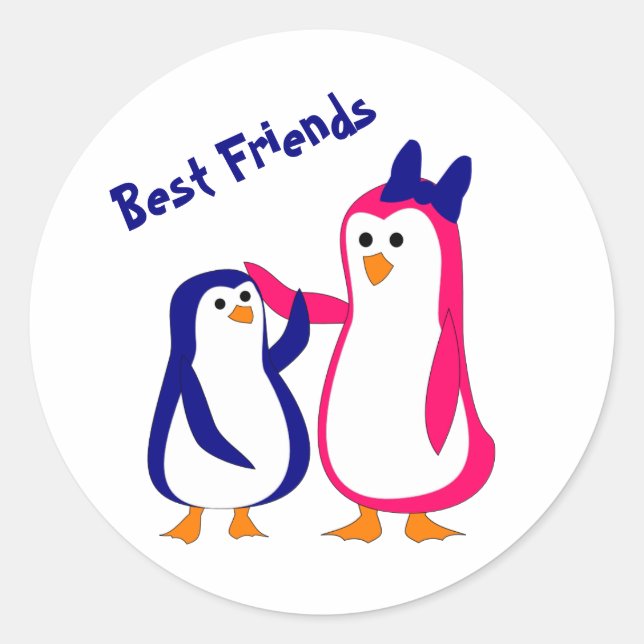 big sister little brother penguins classic round sticker (Front)