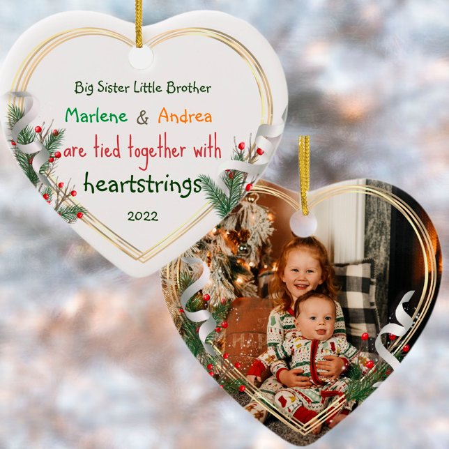 Big Sister Little Brother Photo Gold Frame Custom  Ornament (Creator Uploaded)