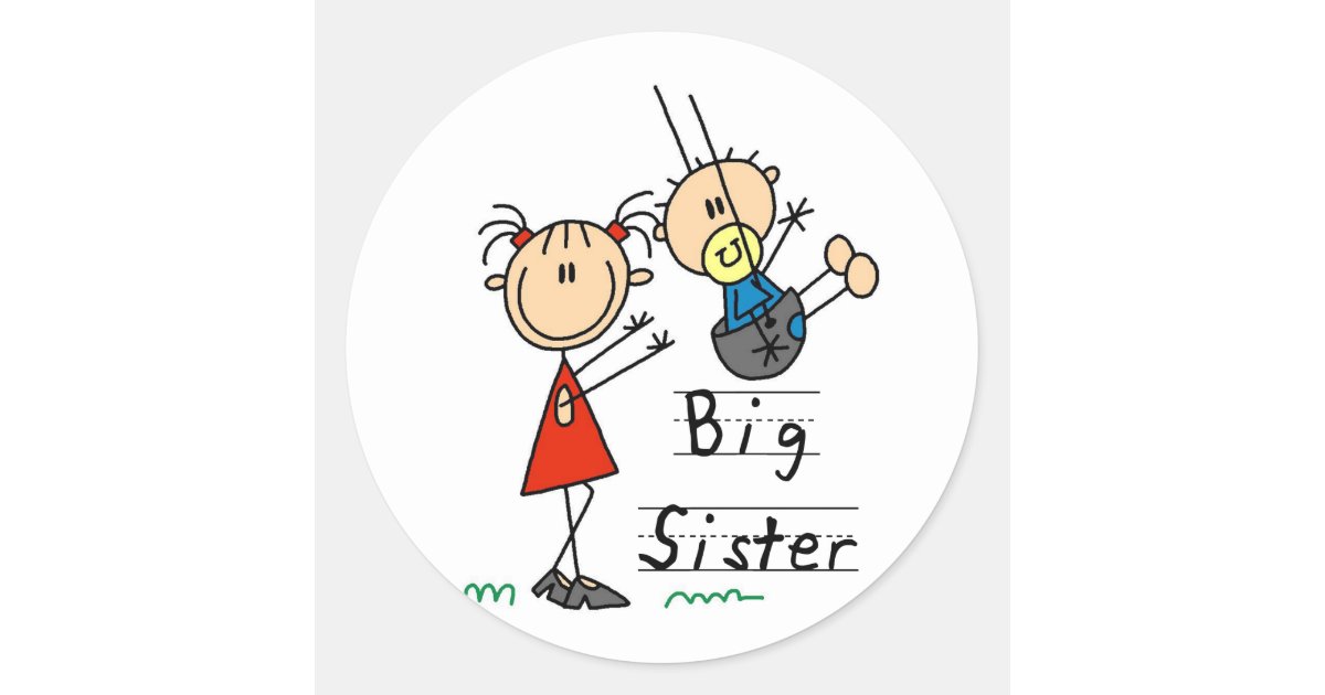 Big Sister Little Brother T-shirts and Gifts Classic Round Sticker | Zazzle