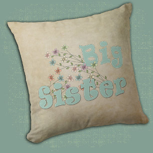 Big Sister Little Flowers Throw Pillow