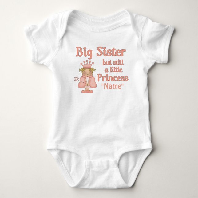 Big Sister Little Princess Personalized T-shirt Baby Bodysuit (Front)