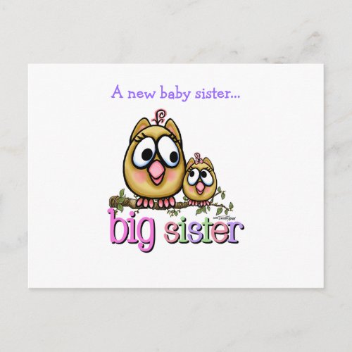 Big Sister little Sis Announcement Postcard