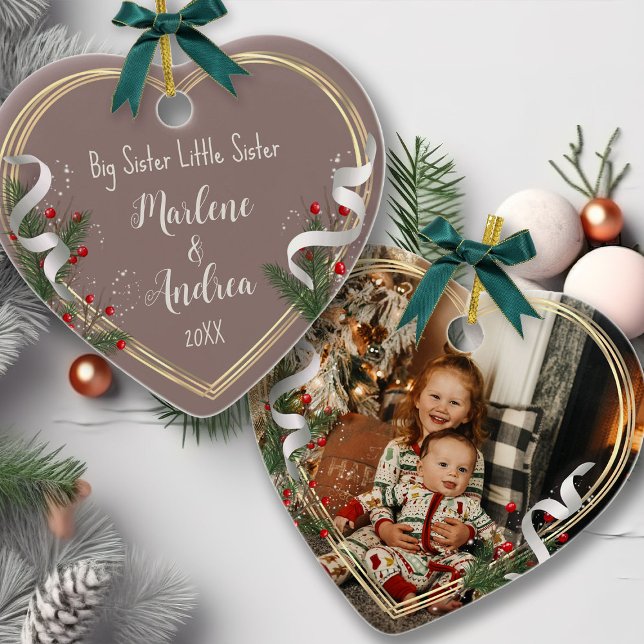 Big Sister Little Sister Sibling Love Photo  Ornament (Creator Uploaded)