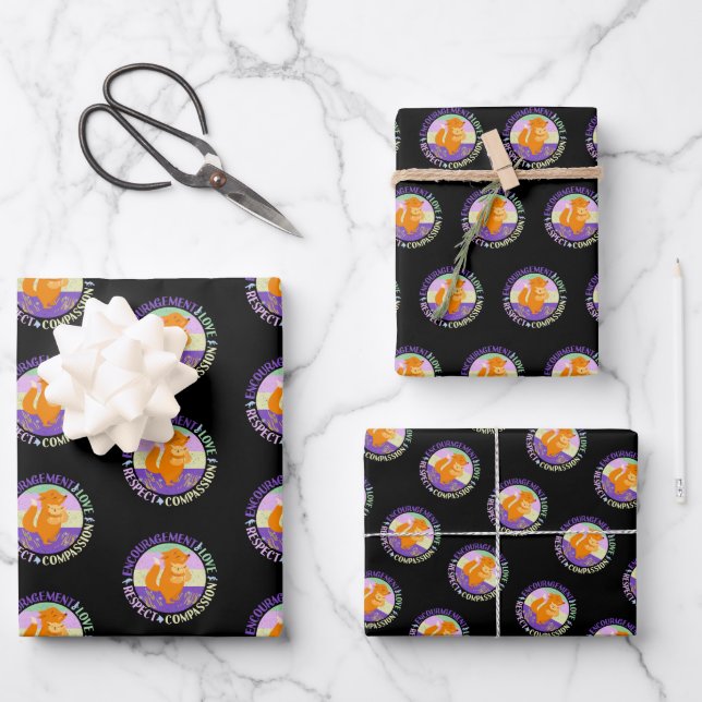 Big Sister Love - Sibling Bonding Fox Wrapping Paper Sheets (Front)