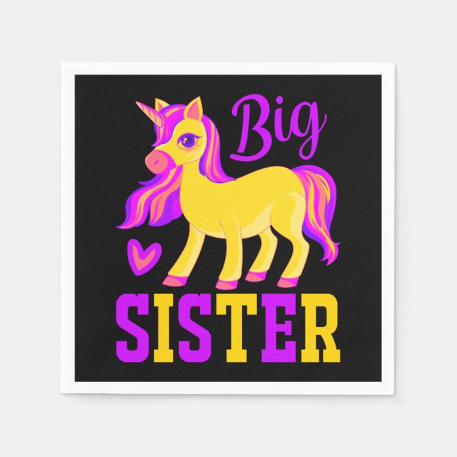 Big Sister Magical Unicorn Napkins (Front)