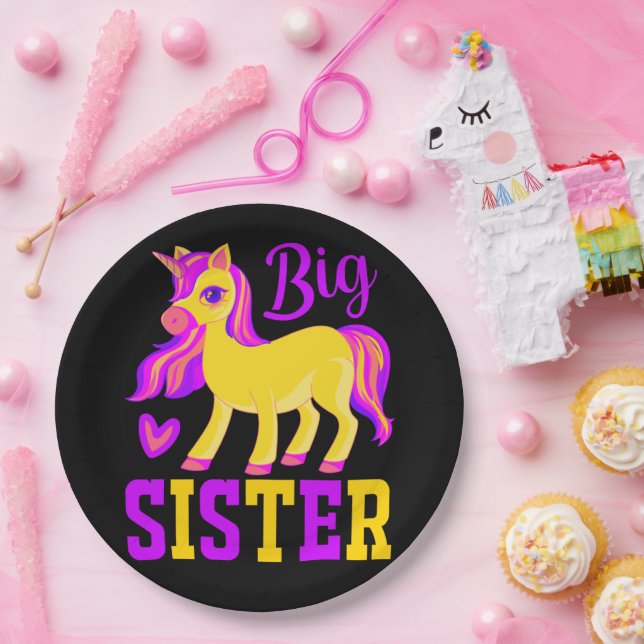 Big Sister Magical Unicorn Paper Plates (Party)