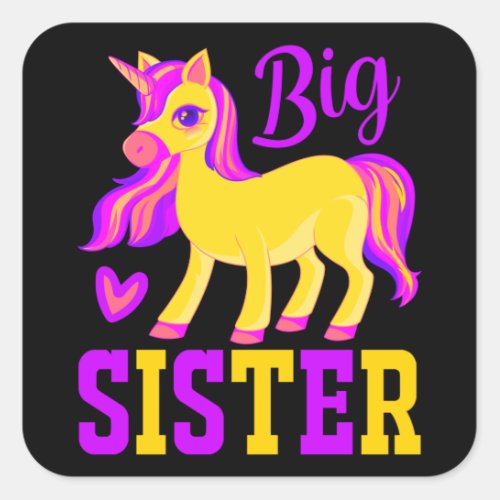 Big Sister Magical Unicorn Square Sticker
