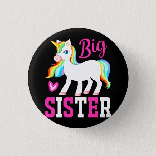 Big Sister Magical Unicorn w Rainbow Mane  Tail Button