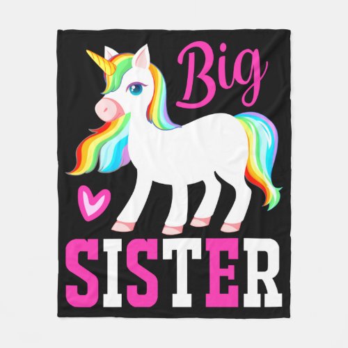 Big Sister Magical Unicorn w Rainbow Mane  Tail Fleece Blanket