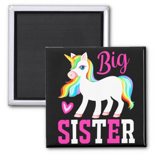 Big Sister Magical Unicorn w Rainbow Mane  Tail Magnet