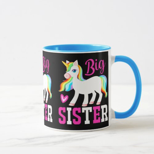 Big Sister Magical Unicorn w Rainbow Mane  Tail Mug