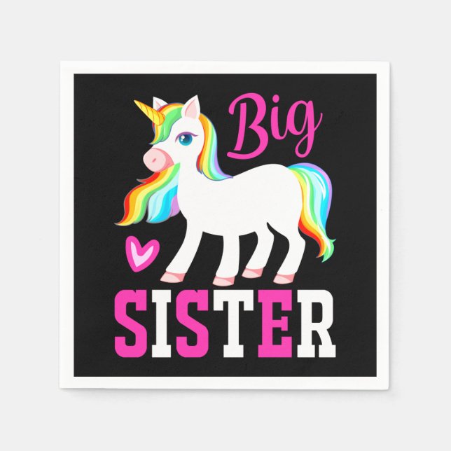 Big Sister Magical Unicorn w/ Rainbow Mane & Tail Napkins (Front)