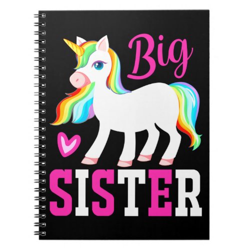 Big Sister Magical Unicorn w Rainbow Mane  Tail Notebook