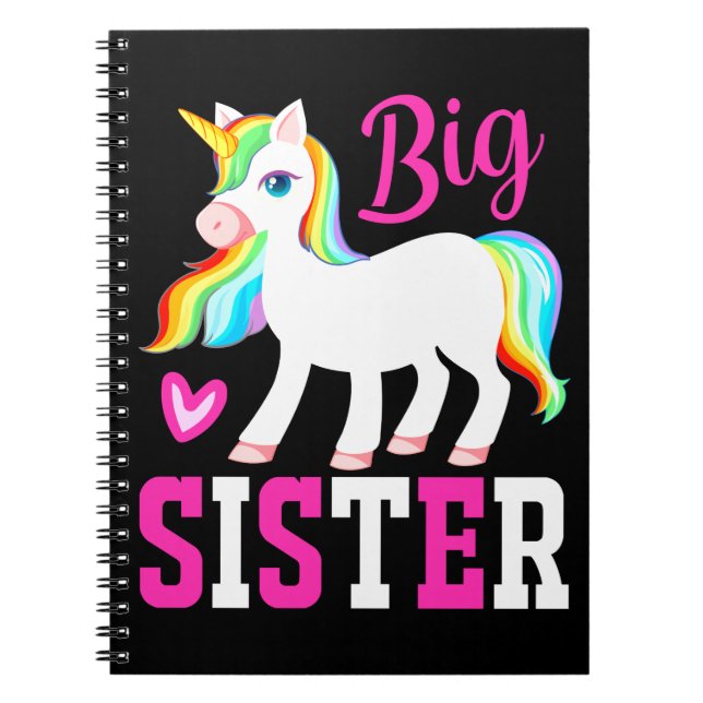 Big Sister Magical Unicorn w/ Rainbow Mane & Tail Notebook (Front)