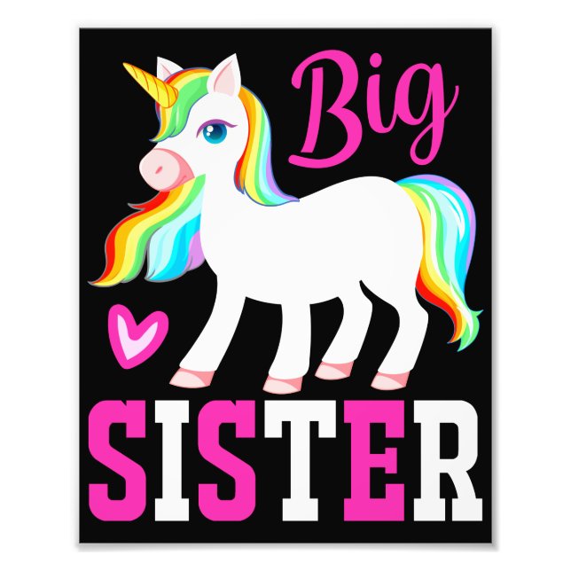 Big Sister Magical Unicorn w/ Rainbow Mane & Tail Photo Print (Front)