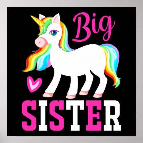 Big Sister Magical Unicorn w Rainbow Mane  Tail Poster