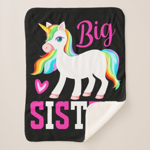 Big Sister Magical Unicorn w Rainbow Mane  Tail Sherpa Blanket