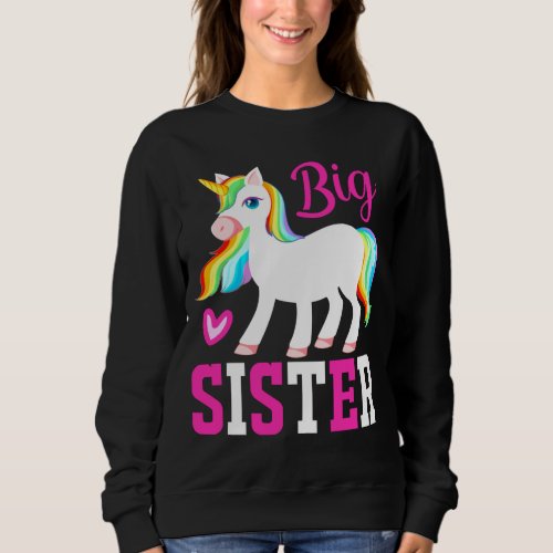 Big Sister Magical Unicorn w Rainbow Mane  Tail Sweatshirt