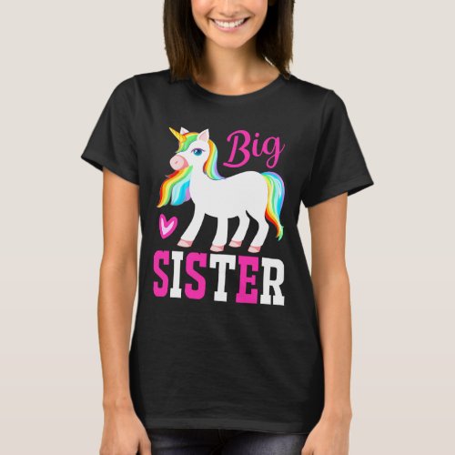 Big Sister Magical Unicorn w Rainbow Mane  Tail T_Shirt