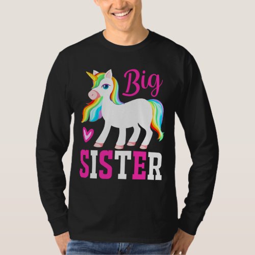 Big Sister Magical Unicorn w Rainbow Mane  Tail T_Shirt