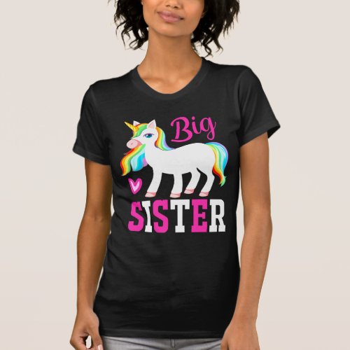 Big Sister Magical Unicorn w Rainbow Mane  Tail T_Shirt