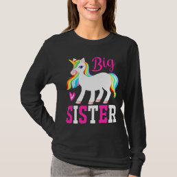 Big Sister Magical Unicorn w/ Rainbow Mane &amp; Tail T-Shirt